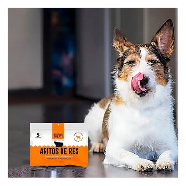 PACK2 ARITOS DE RES NATURAL DESHIDRATADA PARA PERROS 5 UNID Y+REGALO STICKER - 5