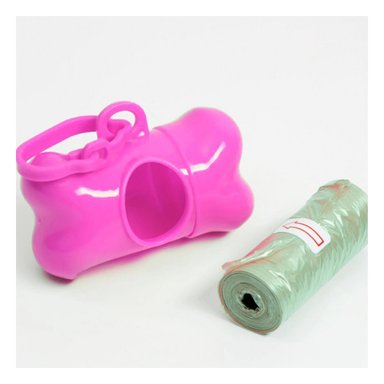 PACK4 ROLLO PRACTICO DE 5 BOLSAS CON PORTA BOLSA ROSADO COMPACTO Y+PAPEL REGALO - 2