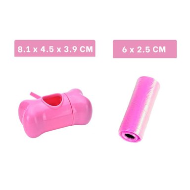PACK4 ROLLO PRACTICO DE 5 BOLSAS CON PORTA BOLSA ROSADO COMPACTO Y+PAPEL REGALO - 4