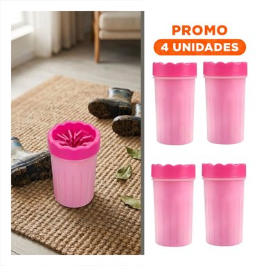 PACK4 HERRAMIENTA PARA LIMPIAR PATAS DE MASCOTA ROSADO DISEÑO COMPACTO Y+REGALO STICKER - 1