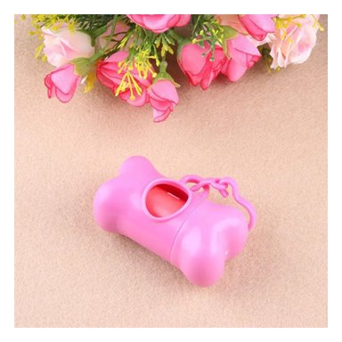 PACK6 ROLLO FUNCIONAL DE 5 BOLSAS EN FORMA DE HUESO ROSADO SEGURO Y+PAPEL REGALO - 2
