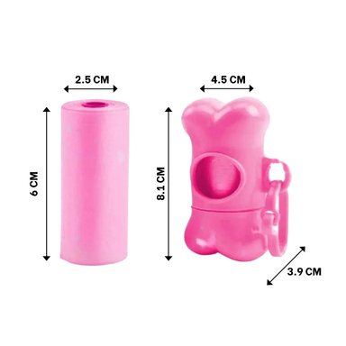 PACK6 ROLLO FUNCIONAL DE 5 BOLSAS EN FORMA DE HUESO ROSADO SEGURO Y+PAPEL REGALO - 4