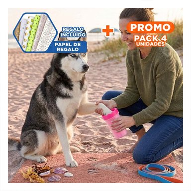 PACK4 HERRAMIENTA PARA LIMPIAR PATAS DE MASCOTA ROSADO USO FRECUENTE Y+PAPEL REGALO - 1