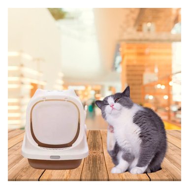 PACK2 SET SANITARIO CERRADO CON OREJITAS DE GATO MARRON PARA CASA Y+PAPEL REGALO - 5