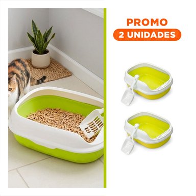 PACK2 BANDEJA VERDE PARA GATO CON LADOS MEDIOS ALTOS MAS PALA CERNIDORA - 1