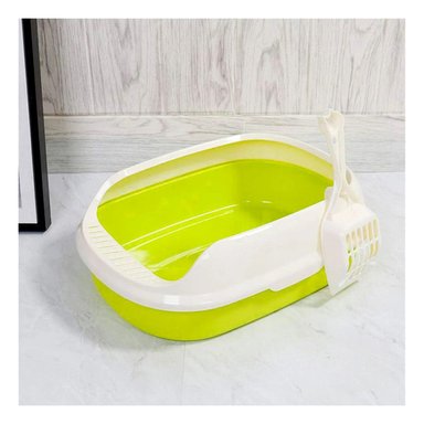 PACK2 BANDEJA VERDE PARA GATO CON LADOS MEDIOS ALTOS MAS PALA CERNIDORA - 2