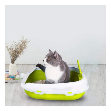 PACK2 BANDEJA VERDE PARA GATO CON LADOS MEDIOS ALTOS MAS PALA CERNIDORA - 5