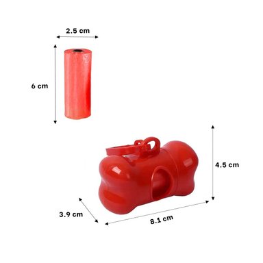 PACK12 IMPLEMENTO PORTATIL ROJO CON BOLSA DE DESECHO Y PROTECTOR TIPO HUESO Y+PAPEL REGALO - 4