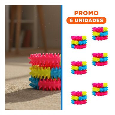 PACK6 JUGUETE PARA ACTIVIDAD EN PARQUE JEBE PUNTEADO DE COLORES VARIADOS - 1