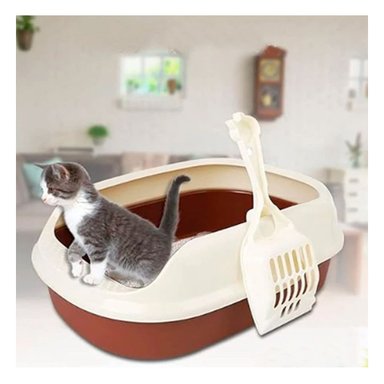 PACK2 BANDEJA MARRON PARA GATO CON LADOS MEDIOS ALTOS MAS PALA CERNIDORA - 2
