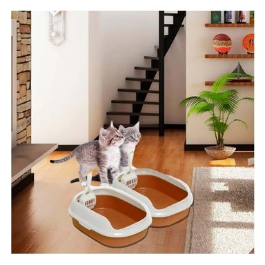 PACK2 BANDEJA MARRON PARA GATO CON LADOS MEDIOS ALTOS MAS PALA CERNIDORA - 3