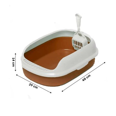 PACK2 BANDEJA MARRON PARA GATO CON LADOS MEDIOS ALTOS MAS PALA CERNIDORA - 4
