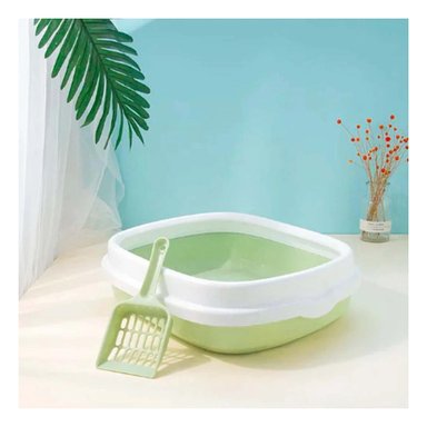 PACK2 RECIPIENTE VERDE PARA GATO CON PALA CERNIDORA 40X33X11 Y+PAPEL REGALO - 2