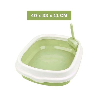 PACK2 RECIPIENTE VERDE PARA GATO CON PALA CERNIDORA 40X33X11 Y+PAPEL REGALO - 4