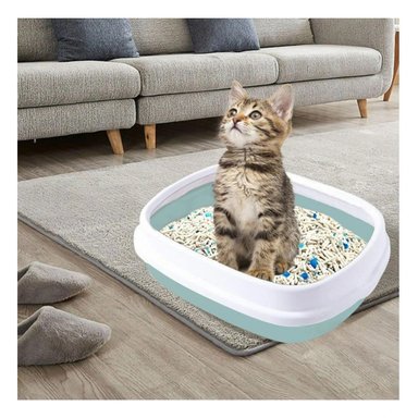 PACK2 BANDEJA CELESTE PARA GATO CON PALA CERNIDORA 48X40X12,5 - 3