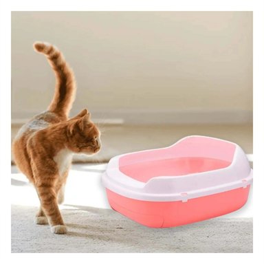 PACK2 RECIPIENTE ROSADO PARA GATO CON BANDEJA EXTRAIBLE ABIERTA Y+PAPEL REGALO - 2