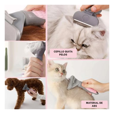 PACK6 PEINE PRACTICO PARA MASCOTA ROSADO QUITA PELOS FACIL Y+PAPEL REGALO - 3