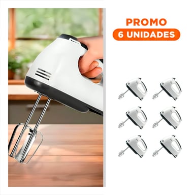PACK6 SET MANO ELECTRICA 7 VELOCIDADES BLANCO FACIL LIMPIAR RAPIDO - 1