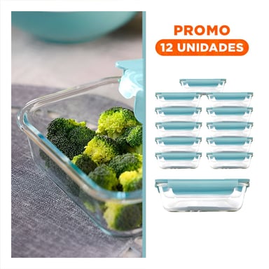 PACK12 ENVASE DE VIDRIO 1040 ML CON TAPA CELESTE DURADERO Y+REGALO STICKER - 1