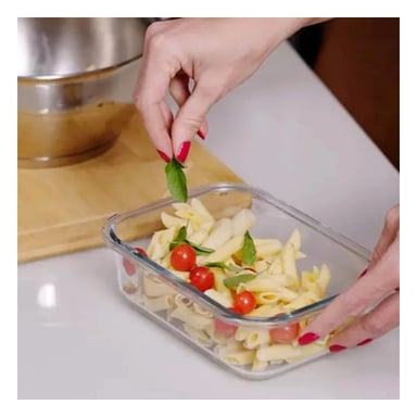 PACK4 CONTENEDOR PRACTICO DE VIDRIO 410 ML CON TAPA SEGURA ROSADO HOGAR - 2