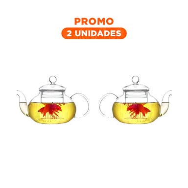 PACK2 ELEGANTE TETERA DE INFUSION 100 ML TRANSPARENTE CON TAPA ESTILO ACTUAL - 1