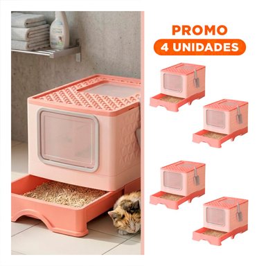 PACK4 CAJA EN ROSADO CON PALA COMBINADA Y SISTEMA COMPACTO DE BANDEJA Y+REGALO STICKER - 1