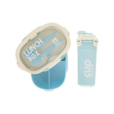 PACK4 ORGANIZADOR 850ML CON CUBIERTOS Y TOMATODO 480ML CELESTE MODERNO Y+PAPEL REGALO - 3