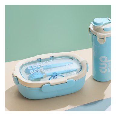 PACK4 ORGANIZADOR 850ML CON CUBIERTOS Y TOMATODO 480ML CELESTE MODERNO Y+PAPEL REGALO - 5