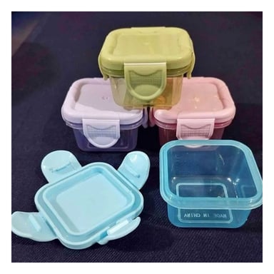 PACK12 DEPÓSITOS MINI CON SEGURO 4 PIEZAS MULTICOLOR 7X4CM PARA GUARDAR COMIDA - 3
