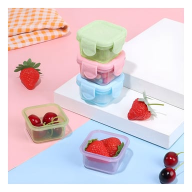 PACK12 DEPÓSITOS MINI CON SEGURO 4 PIEZAS MULTICOLOR 7X4CM PARA GUARDAR COMIDA - 5