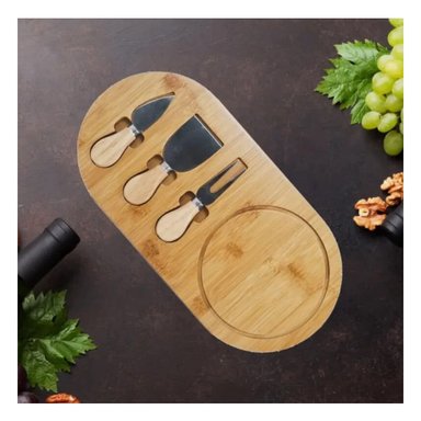 PACK4 CONJUNTO MULTIFUNCION PARA QUESOS Y FRUTAS CON TABLA DE MADERA MADERA - 2