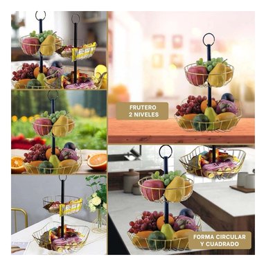 SOPORTE COMPACTO PARA FRUTAS Y APERITIVOS EN MESA DORADO Y+POST IT - 1
