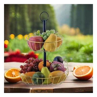 SOPORTE COMPACTO PARA FRUTAS Y APERITIVOS EN MESA DORADO Y+POST IT - 2