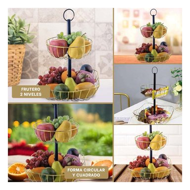 SOPORTE COMPACTO PARA FRUTAS Y APERITIVOS EN MESA DORADO Y+POST IT - 5