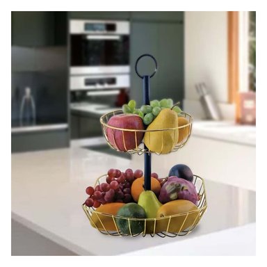 PACK4 TORRE DE FRUTAS DE 2 NIVELES PARA BUFFET Y REUNIONES DORADO Y+REGALO STICKER - 3