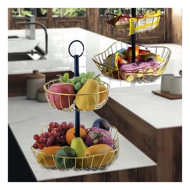 PACK4 TORRE DE FRUTAS DE 2 NIVELES PARA BUFFET Y REUNIONES DORADO Y+REGALO STICKER - 5