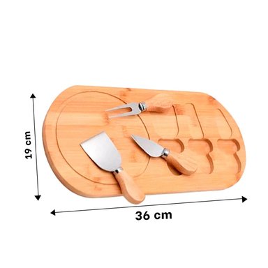 KIT DE COCINA CON CUCHILLOS ESPECIALES PARA QUESOS Y EMBUTIDOS MADERA Y+PAPEL REGALO - 4
