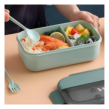 PACK12 CUBETA RECTANGULAR CON CUBIERTOS PARA COMIDAS CREATIVAS 1100ML VERDE - 3