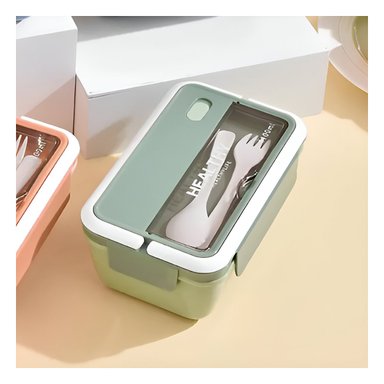 PACK12 CUBETA RECTANGULAR CON CUBIERTOS PARA COMIDAS CREATIVAS 1100ML VERDE - 5