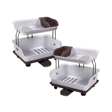PACK4 SOPORTE PARA MESA 2 NIVELES PLASTICO ORGANIZACION Y UTILIDAD MARRON Y+PAPEL REGALO - 3