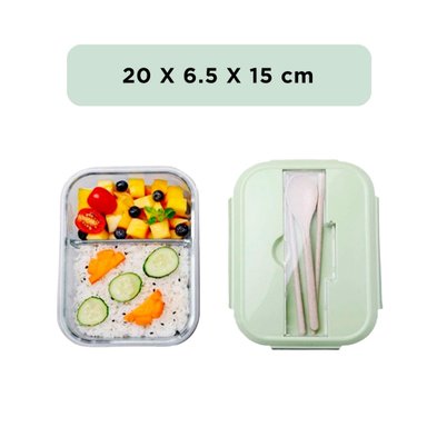 PACK6 MODULAR DE VIDRIO PARA ALMUERZO DIARIO O SNACKS VERDE Y+PAPEL REGALO - 4