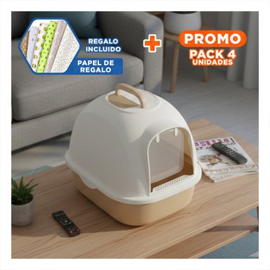 PACK4 RECIPIENTE CON ARENA RESISTENTE PARA USO DIARIO MARRON CLARO Y+PAPEL REGALO - 1