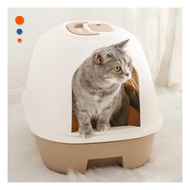 PACK2 RECIPIENTE CON ARENA TIPO CABINA PARA GATO EN CASA MARRON CLARO - 2