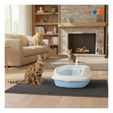 DEPOSITO DE ARENA ESPACIOSO Y COMODO PARA MASCOTAS 37,7X50X21CM CELESTE - 2