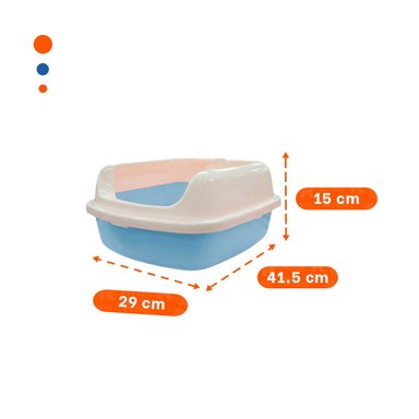 DEPOSITO DE ARENA ESPACIOSO Y COMODO PARA MASCOTAS 37,7X50X21CM CELESTE - 4
