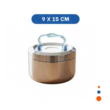 PACK6 CONTENEDOR PLATEADO Y CELESTE CIRCULAR CUADRADO CON CAPACIDAD DE 1000ML Y+REGALO STICKER - 4