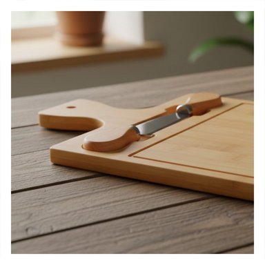 PACK6 TABLA RECTANGULAR CON 2 UTENSILIOS DE MADERA BAMBU PARA COCINA HOGAR Y+PAPEL REGALO - 5
