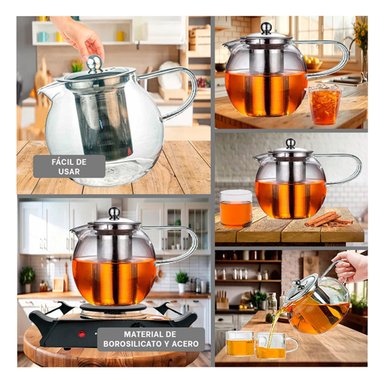 INFUSOR DE COCINA CIRCULAR TRANSPARENTE 800ML EN BOROSILICATO Y ACERO Y+POST IT - 1