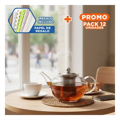 PACK12 JARRA DE BOROSILICATO Y ACERO 800ML EN FORMA DE COLOR TRANSPARENTE Y+PAPEL REGALO - 1