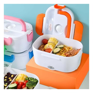 PACK2 ORGANIZADOR PORTATIL CON SISTEMA DE CALENTAMIENTO PARA ALMUERZOS NARANJA Y+PAPEL REGALO - 1